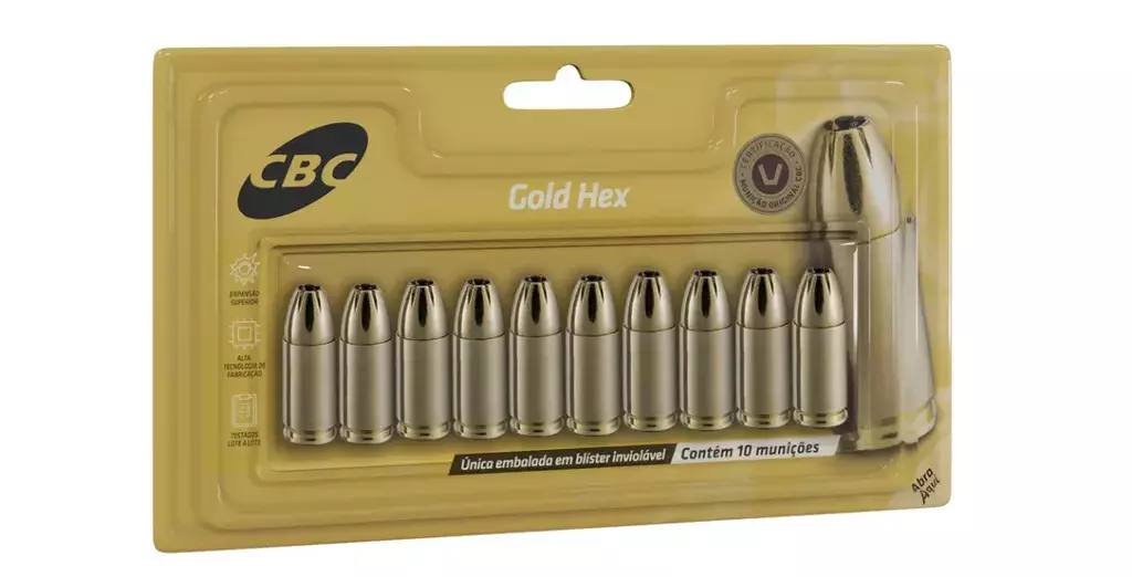 .38 GOLD HEX (ponta oca) blister com 10