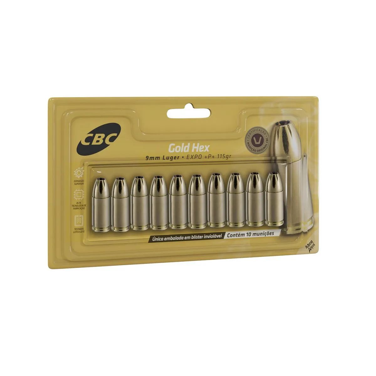9MM GOLD HEX (ponta oca) blister com 10
