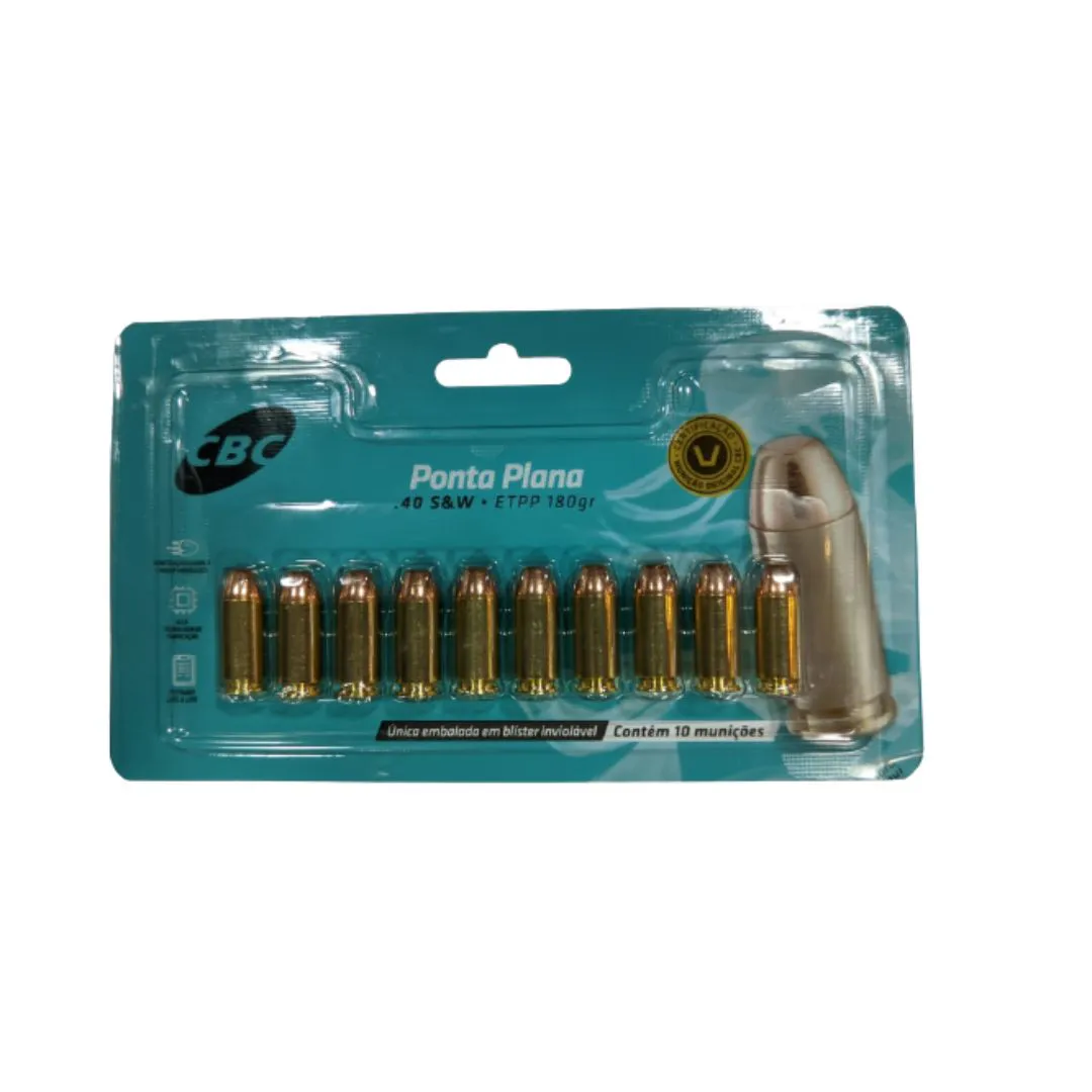 MUN CBC .40S&amp;W ETPP 180GR BLIS C (Ponta plana fechada)